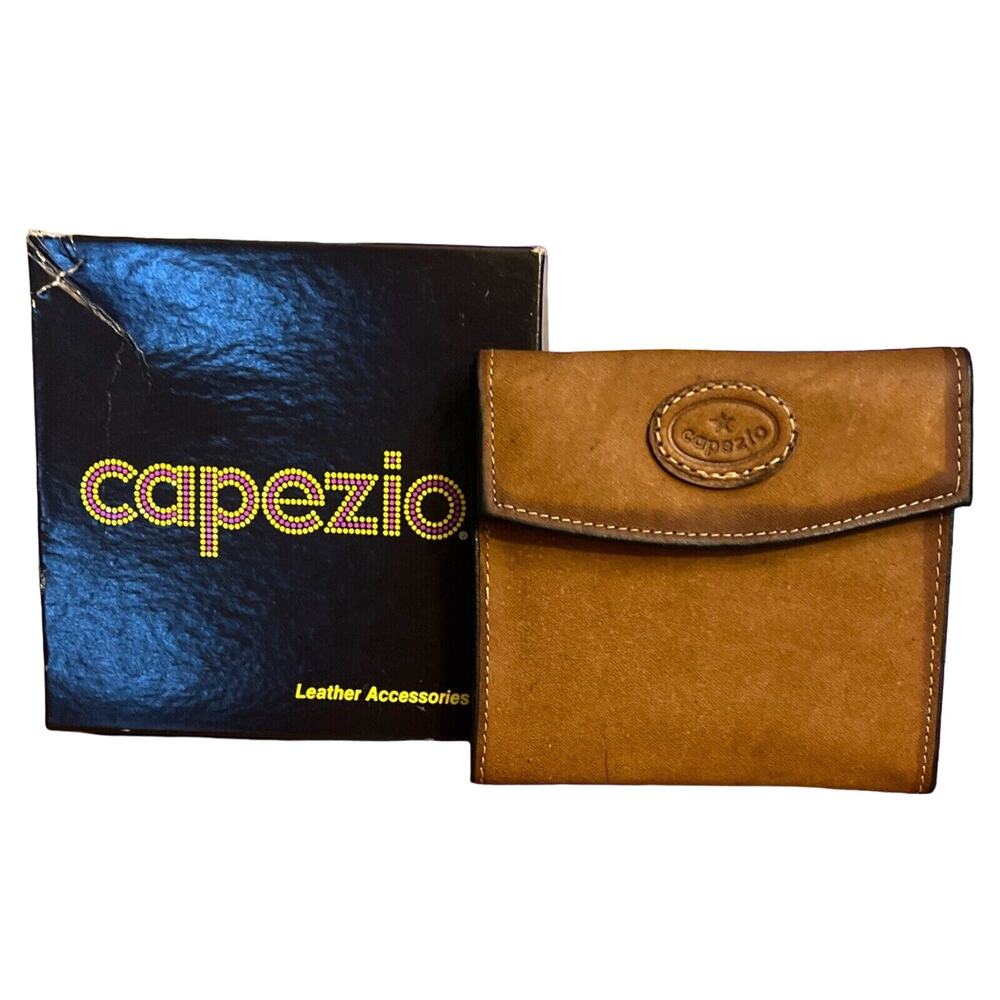Vintage 80s Capezio Brown Stone Washed Top Grain Leather Bifold Wallet NIB NOS